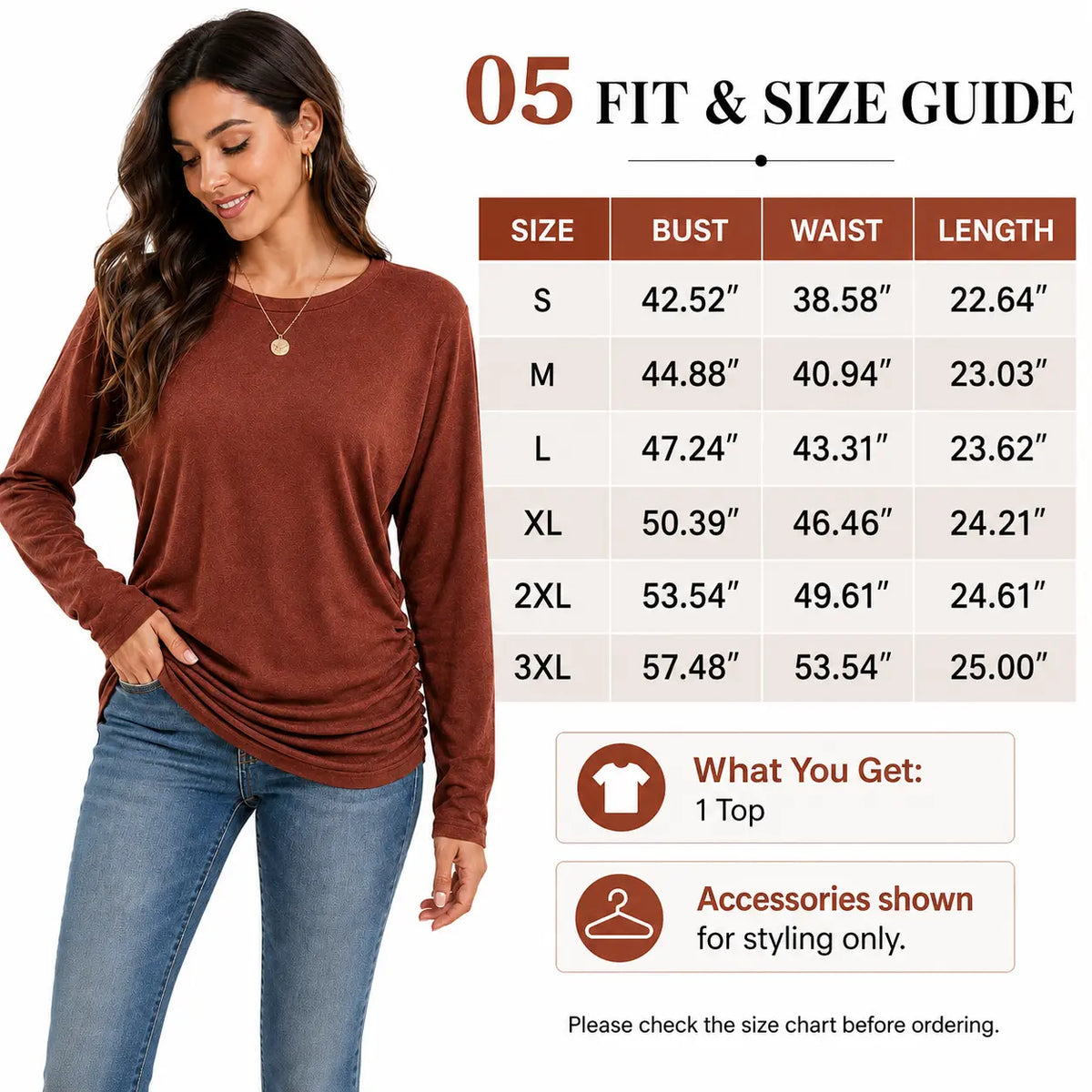 Womens Long Sleeve Ruched Hem Lightweight Sweaters