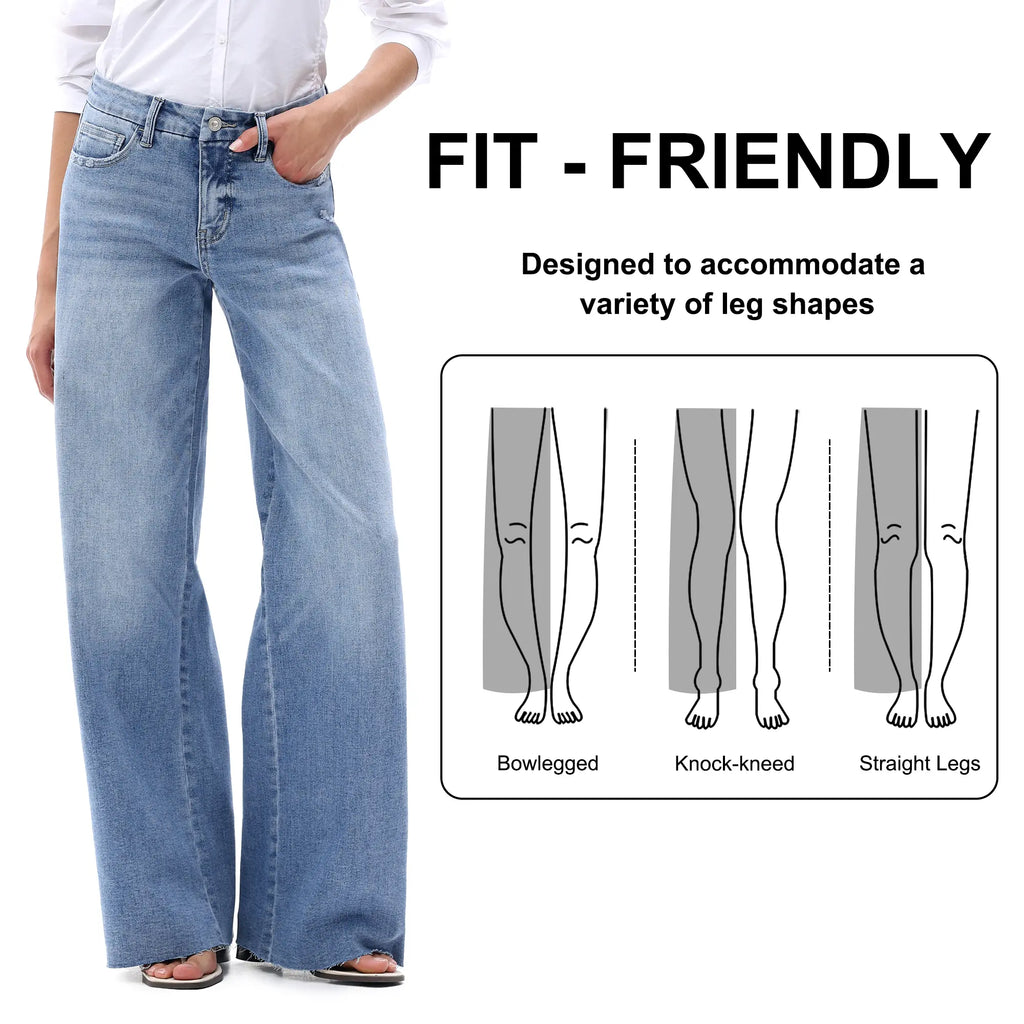 Wide Leg Raw Hem Jeans