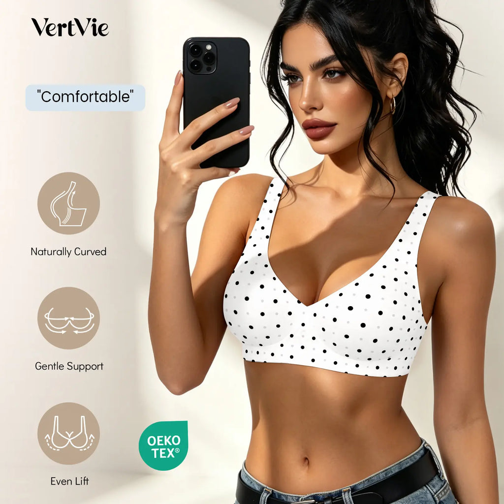 Jelly Bra Polka Dots Deep V Wireless Bra