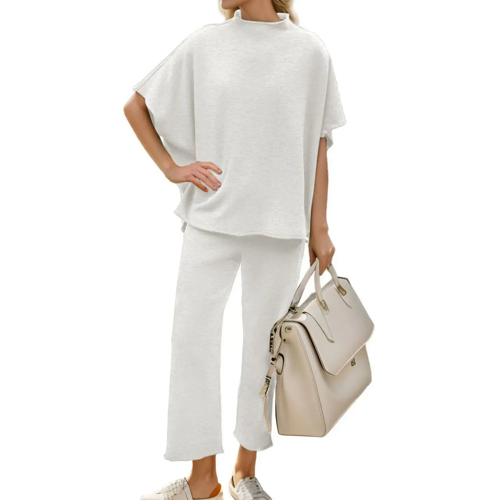 Womens Casual Two Piece Loungewear Set Wide Leg