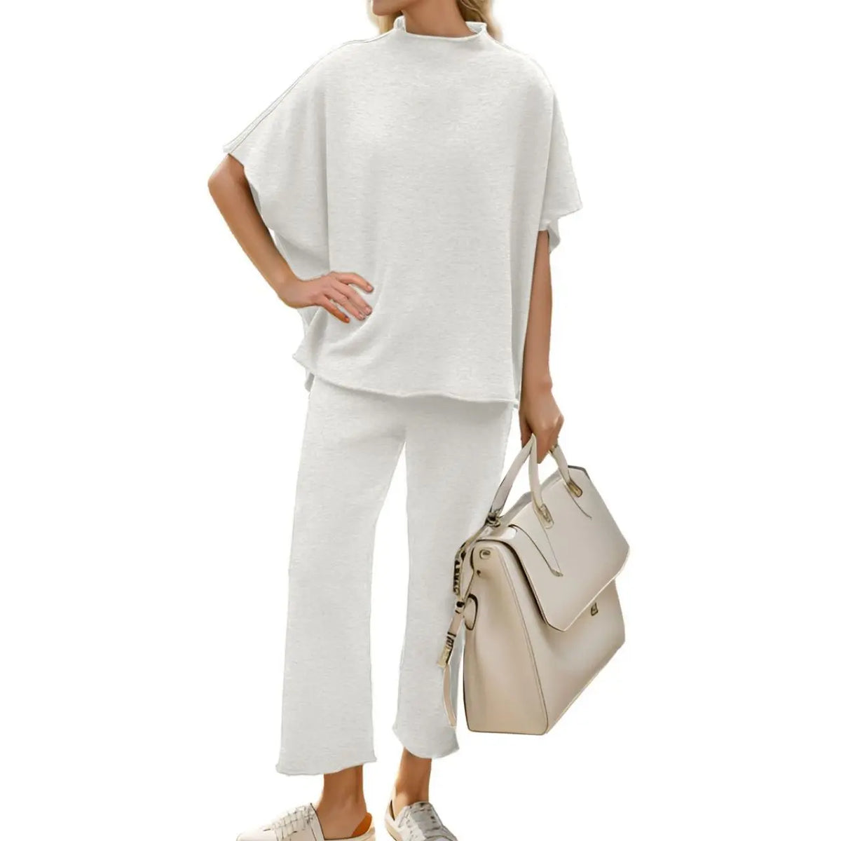 Womens Casual Two Piece Loungewear Set Wide Leg