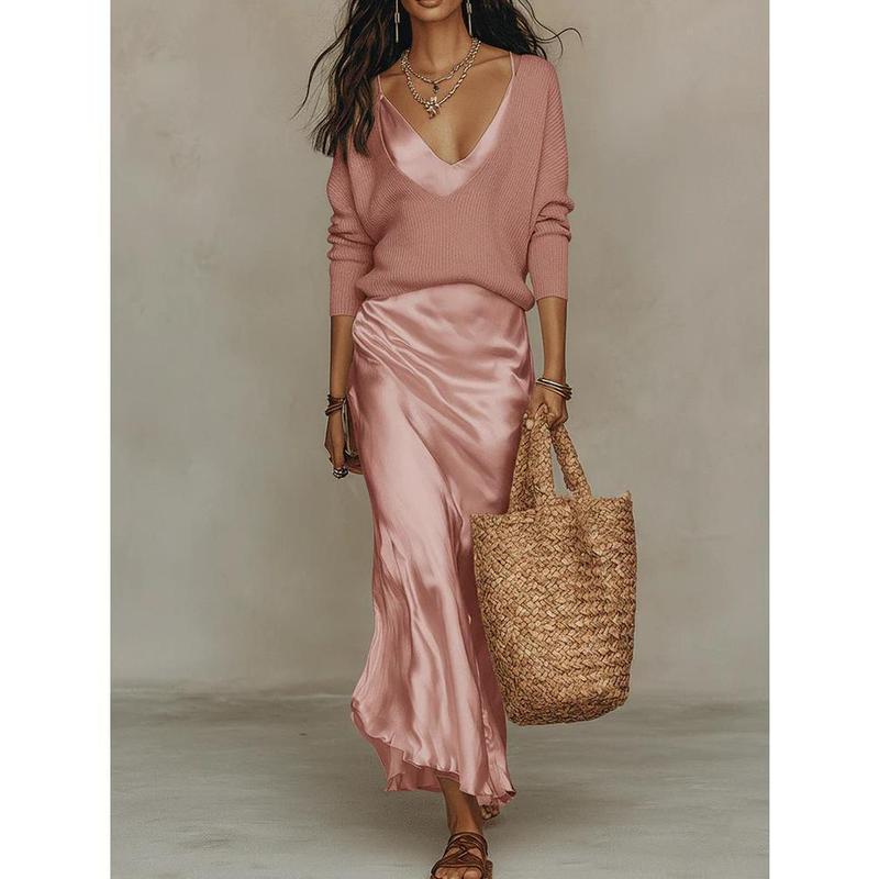 Womens 2 Piece Knit Sweater Dress Set