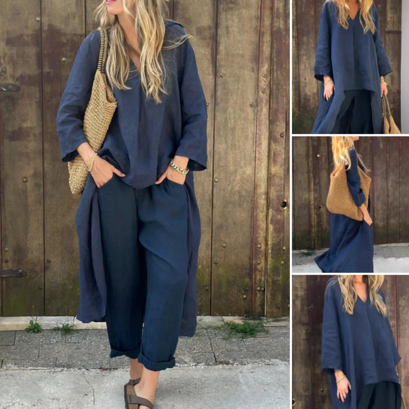 Abby - 2-Piece Set With Loose Pockets And V-Neck